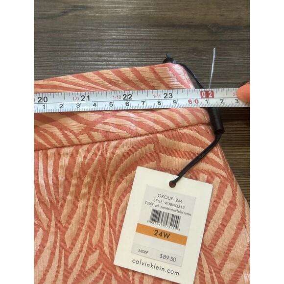 NWT Calvin Klein Women’s Plus 24W Pencil‎ Skirt Peach Fan Embroidered Design - Picture 9 of 15